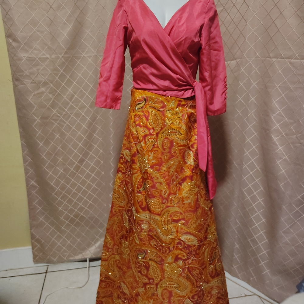 Victoria Royal Ltd Pink and Orange Maxi Dress